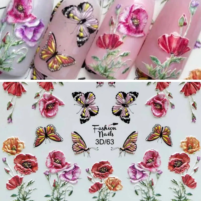 3D Acrylic Engraved Natural Bee Nail Sticker Nail Water Decals Fashion Empaistic Nail Water Slide Decoration