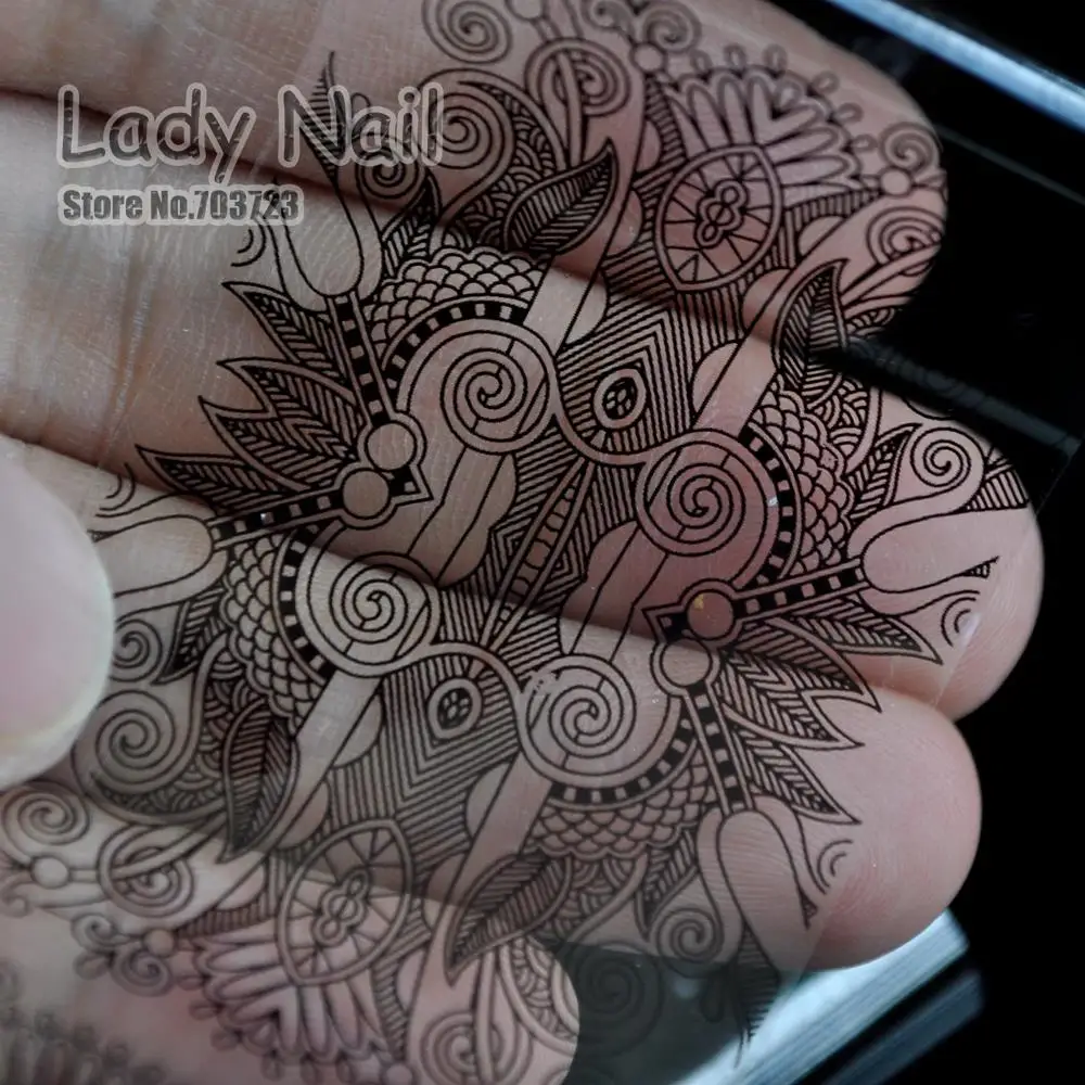 100cm x 4cm Black Lace Totem Nail Art Transfer Foils Nail Sticker Decal Tip Decoration Glue Polish DIY Manicure Tools 208