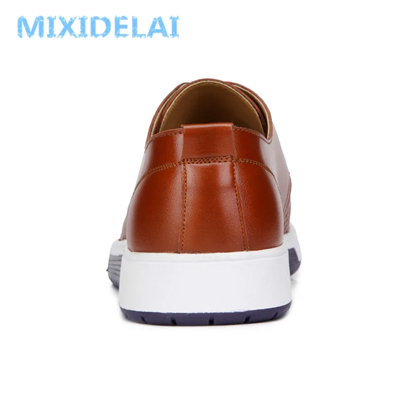 MIXIDELAI New Summer Breathable Holes Soft Male Casual Leather Shoes Adult Luxury Brand Flat Footwear Comfortable Shoes For Men