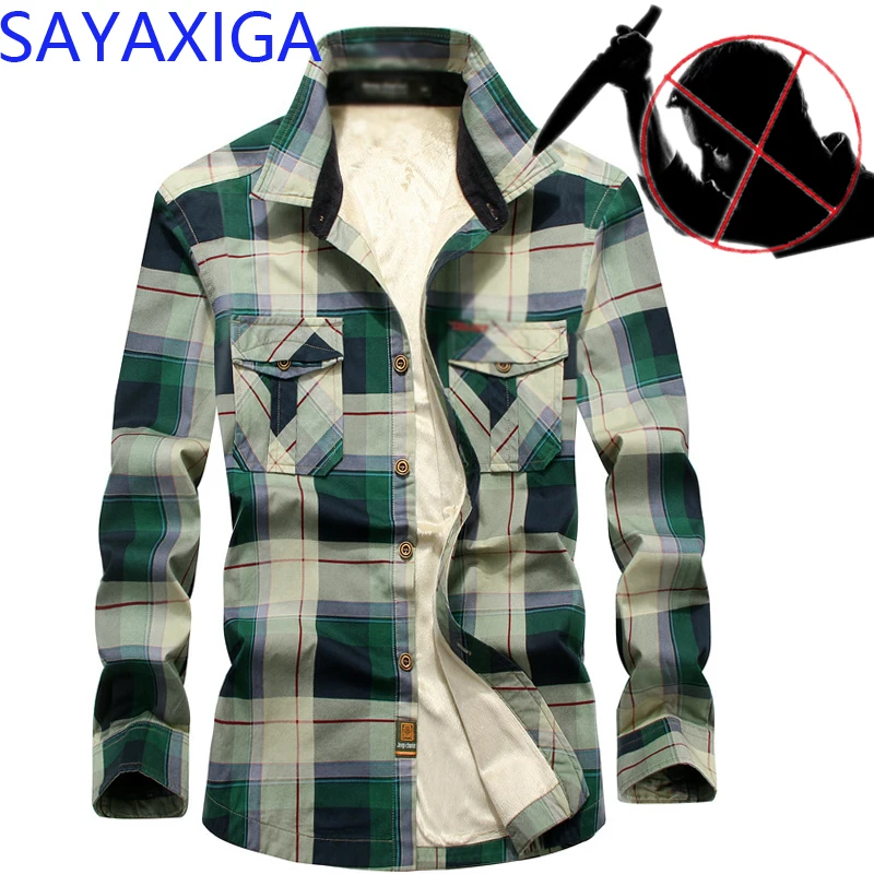 Self Defense Tactical Clothing Anti Cut Knife Cut Resistant Men\'s Shirt Anti Stab Proof Long Sleeve Plaid Tops Security Clothes