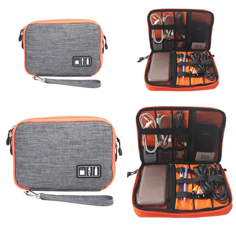 Waterproof Double Layer Cable Storage Boxes Electronic Organizer Gadget Travel Box USB Earphone Case Digital Organizador