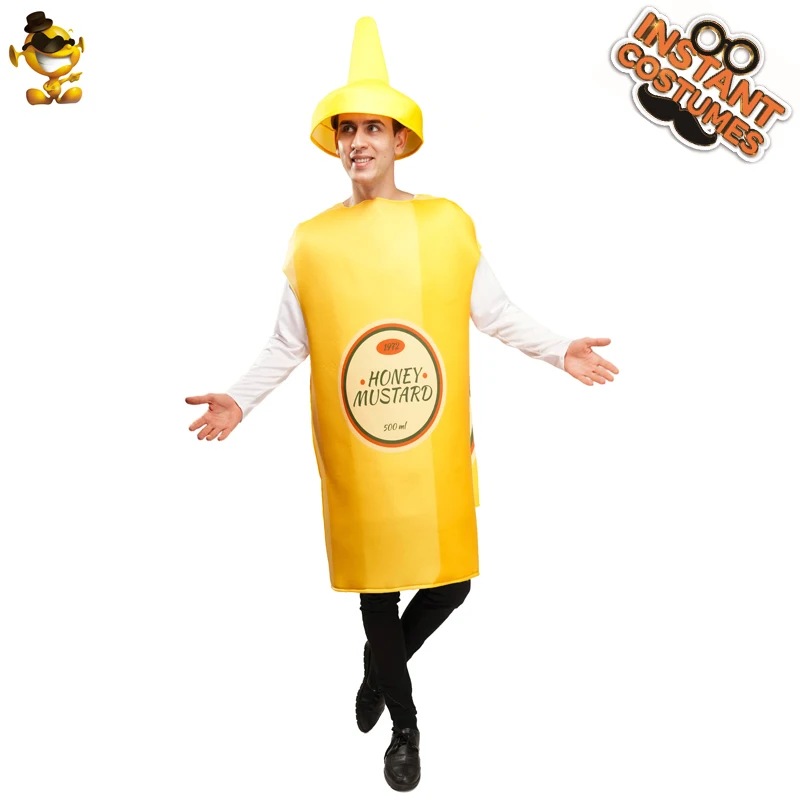 Unisex Adult Cosplay Ketchup And Mustard Costume Halloween Lover Fancy Dress Funny Food Tunic for Couples Mascot Outfit image 2