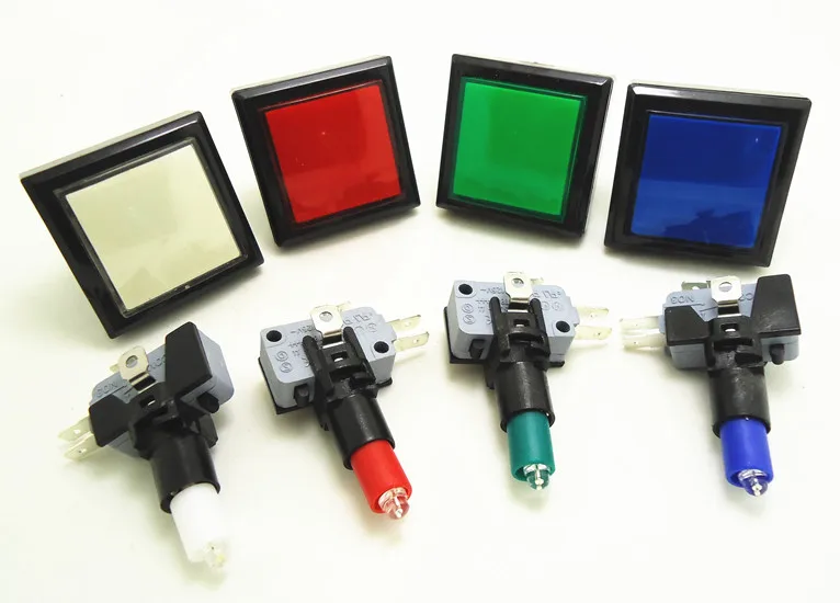 12 pcs of 44mm*44mm black side lighted Illuminated SQUARE Push Button with NO NC 3 terminal microswitch LED light