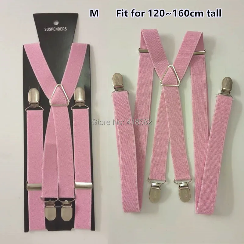 Tirantes ajustables para boda para hombre y mujer, tirantes con 4 clips en 4 tamaños, color rosa, BD002-Light