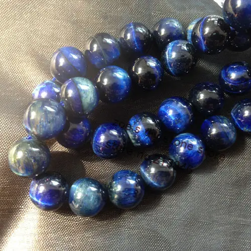 6/8/10MM A+ Natural Blue Color Tiger Eye Loose Strands Semi-precious Stone Jewelry Beads