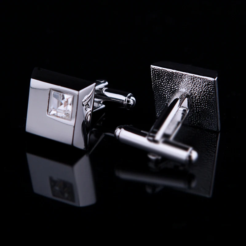 KFLK Cuff links Good High Quality  necktie clip for tie pin for men White Crystal tie bars cufflinks tie clip set  guests