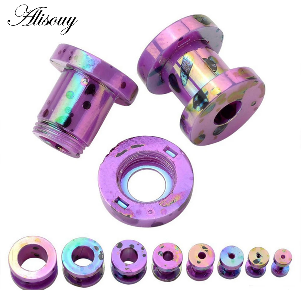 Alisouy 1 Pair Ear expander Body Piercings Acrylic Screw Back Flesh Tunnel Ear Plug Stretcher 2-12 mm printing ear studs plugs