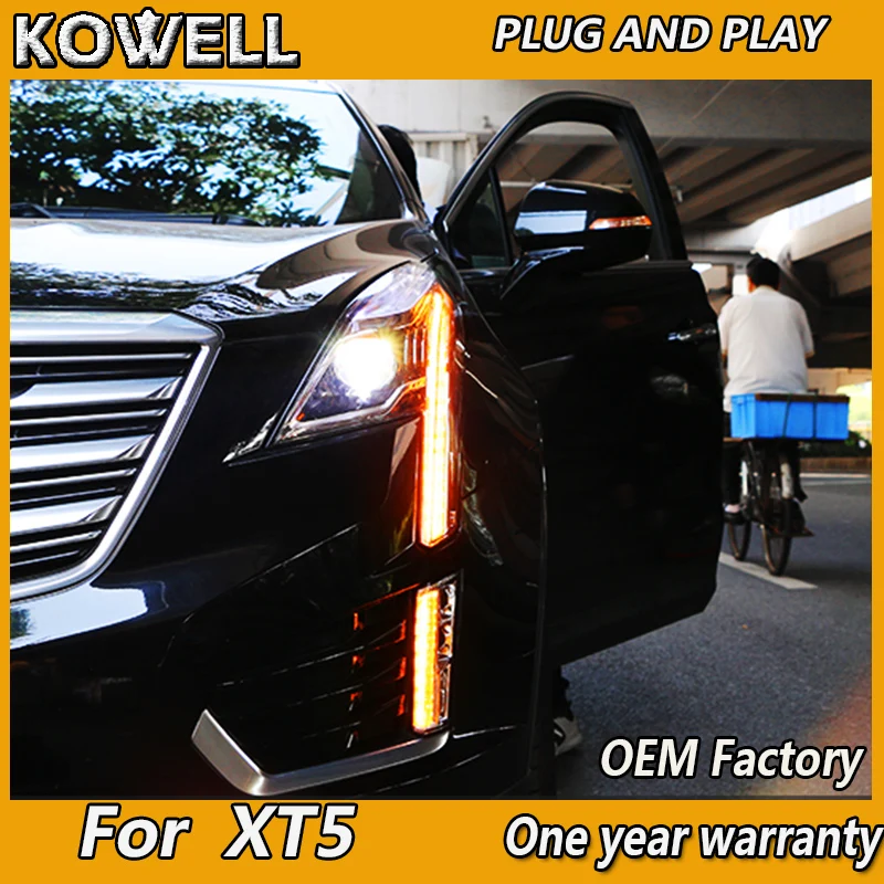 

KOWELL Car Styling for Cadillac XT5 Headlights 2016-2018 XT5-L LED Headlight DRL Bi-LED Lens High Low Beam Parking Fog Lamp