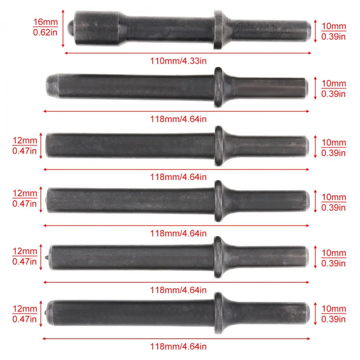 Acessórios para ferramentas pneumáticas duros 45 # Aço 6 pçs/set Rebite de Ar Sólido Suporte de Cabeça de Impacto Ferramenta Pneumática para