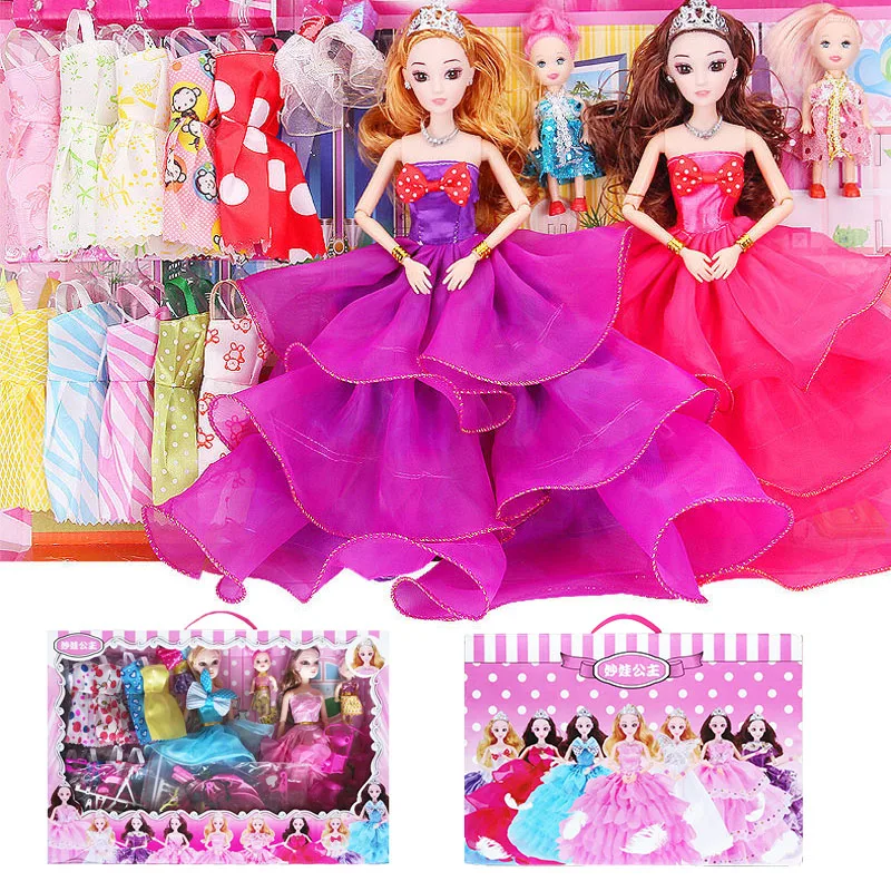 154pcs with Exquisite Gift Box Girl Birthday Present DIY Doll Educational Toy Princess Doll Set Clothes Play House Toy Cosplay