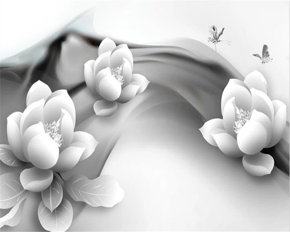 Beibehang Custom Wallpaper Home Furnishings Mural B & W White Butterfly Butterfly Simple 3d TV Backdrop Wall mural 3d wallpaper