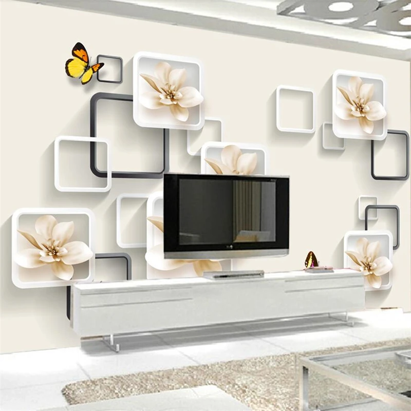 

wellyu Custom wallpaper Lily Butterfly 3D TV background wall Custom Large mural Environmental wallpaper papel de parede