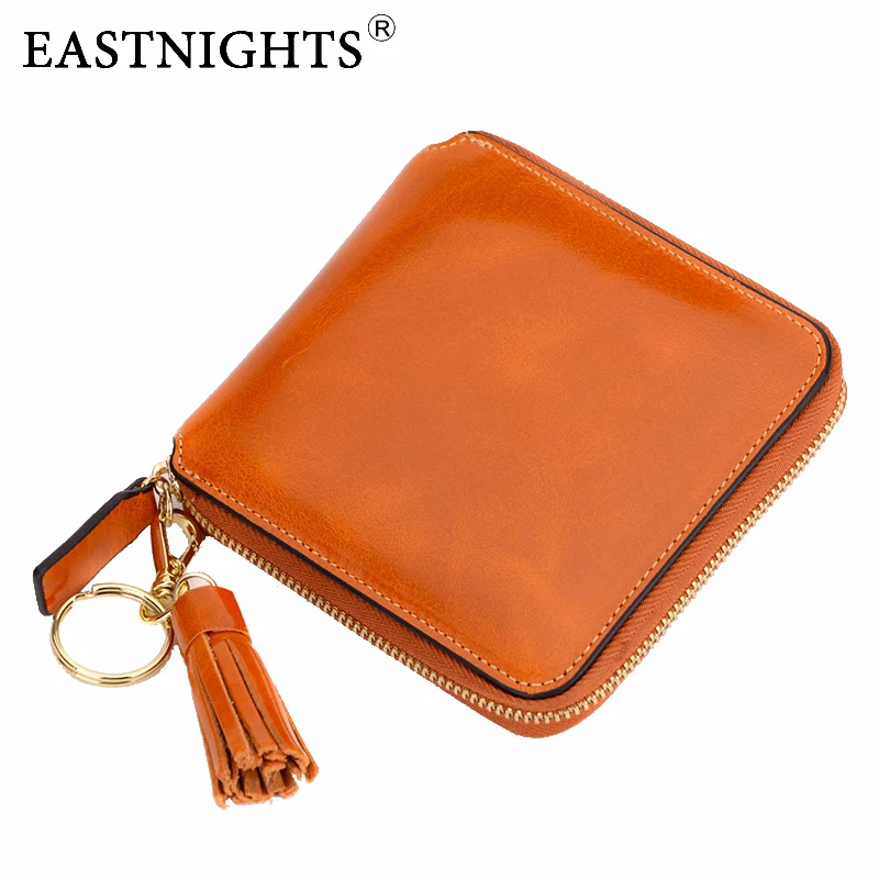 EASTNIGHTS Cowhide Leather Tassel Women Wallet Short Pocket Wallet Coin Purse Card Holder Wallet Female Wallet TW1330