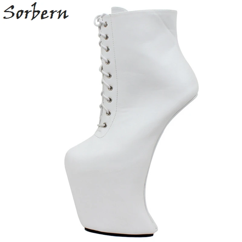 Sorbern Ankle Boots For Women Heelless Lady Gaga Shoes Unisex Heeled Booties Platform Drag Queen Shoes Thick Heels Crossdresser