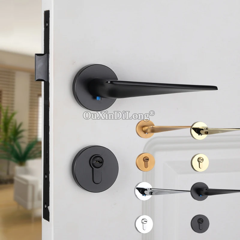 Top Designed European Mute Mortise Door Lock Set Interior Living Room Bedroom Bathroom Silent Split Door Lock With Key / No Key