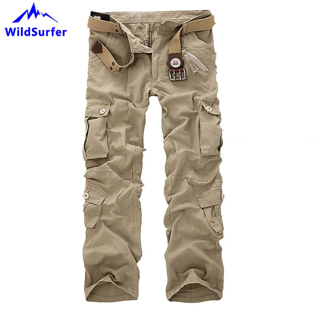 

Cotton Multi Pockets Men Pants Tactical Military Plus Size Hiking Sports Mens Pants Camping Loose Cargo Trousers WP93