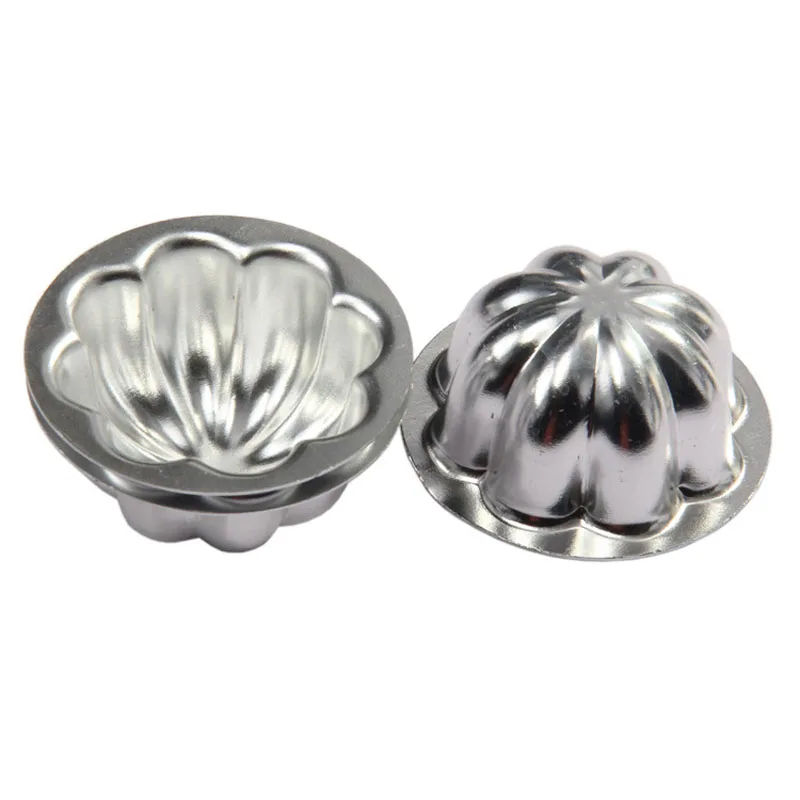 100Pcs 6/8/9cm Aluminium Alloy Mini Cake Molds Flower Shape Jelly Pudding Pie Molds DIY Bakeware Baking Tool ZA6370