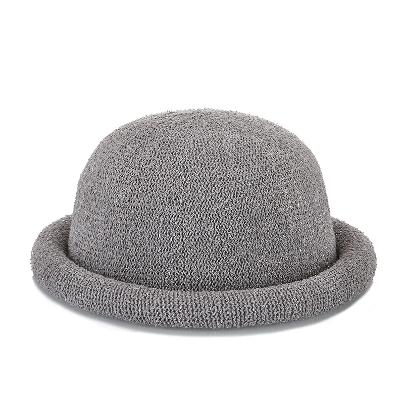 Fibonacci New Female Mushroom Brim Fedoras Cotton Linen Knit Summer Autumn Trilby Hat Dome Bowler Women Hats