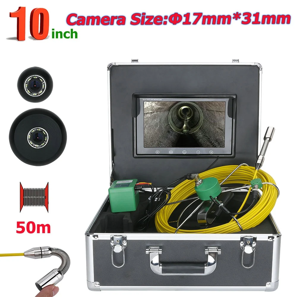 

50M 30M 20M 10inch 17mm Industrial Pipe Sewer Inspection Video Camera IP68 Waterproof Pipe Sewer Inspection Camera System