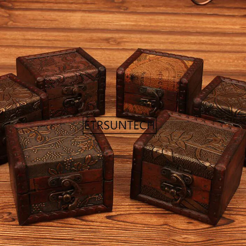 Mini Wooden Storage Box Case Jewellery Cufflinks Chest Small Gift Vintage Decoration 100pcs