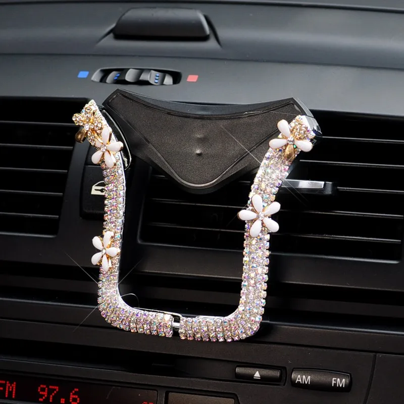 Wholesale Diamond Flower Bowknot Universal Car Phone Holder Crystal Rhinestone Car Air Vent Mount Clip Car iPhone Holder