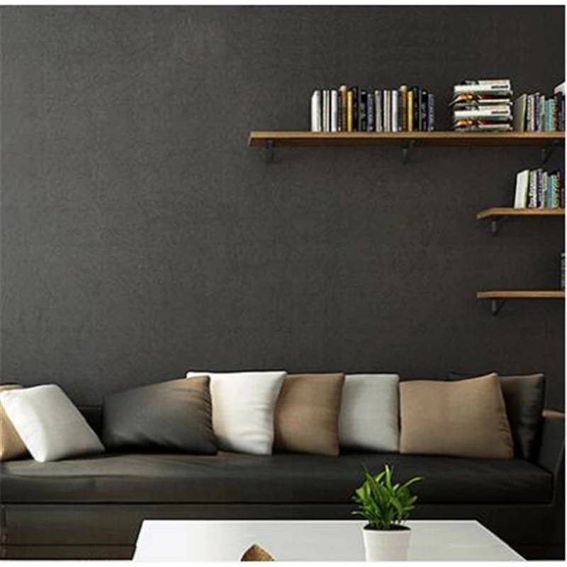 beibehang Black and gray non wovens long fiber wallpaper plain living room TV background simple modern wallpaper papel de parede