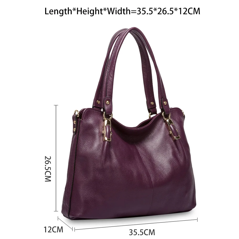 Zency 100% Genuine Leather Handbag Luxury Purple Women Shoulder Bag Fashion Tote Hobos Purse Charm Lady Crossbody Messenger Bags