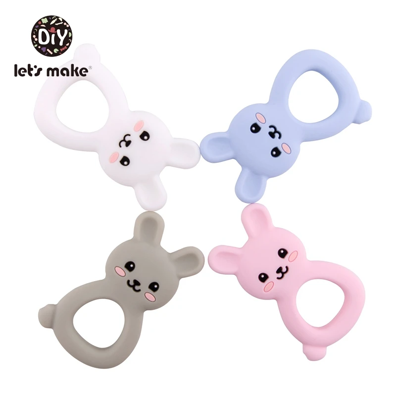 Let's make Silicone Teethers 4-6 Months Food Grade 10pcs BPA Free DIY Cartoon Rabbit Newborn Teether For Teeth Toy Baby Product