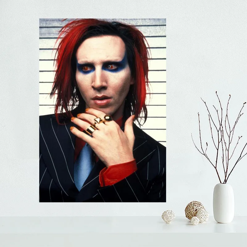 Custom Marilyn Manson Canvas Painting Poster Cloth Fabric Wall Art Poster for Living Room Home Decor