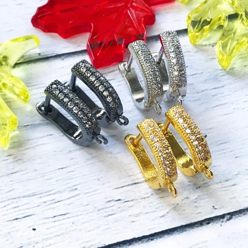 Juya 수제 18K 골드/실버 도금 구리 커넥터 패스너 귀걸이 후크 액세서리 DIY 여성용 귀걸이 쥬얼리 만들기