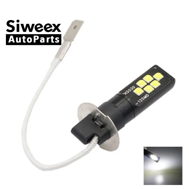 Super Bright H3 H1 LED 12 SMD 3030 Car Driving Headlight Fog Light Auto Lamp Bulb Conversion 12V DC White