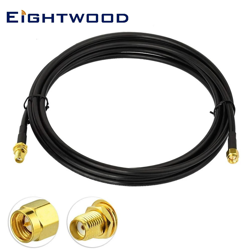 Eightwood 4G LTE Signal Booster Repeater Software Defined Radio Antenna Cable SMA Female Bulkhead to Male  KRS 195 Coaxial  3m