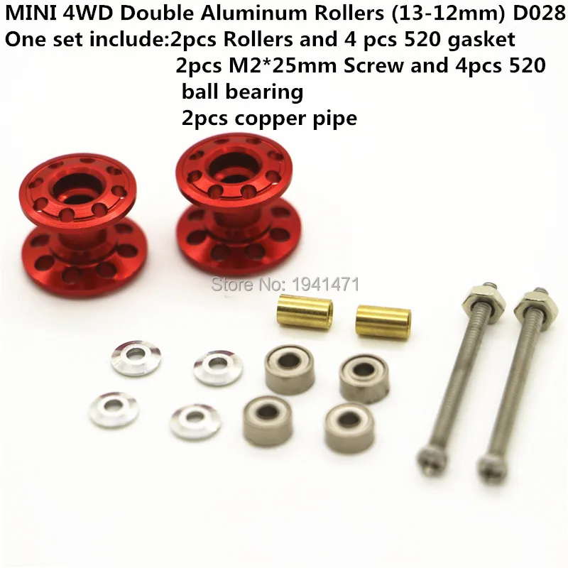 RFDTYGR Double Aluminum Rollers(13-12mm)Customed Parts ForTamiya MINI 4WD Colored Double Aluminum Rollers(13-12mm)2Sets/lot D028