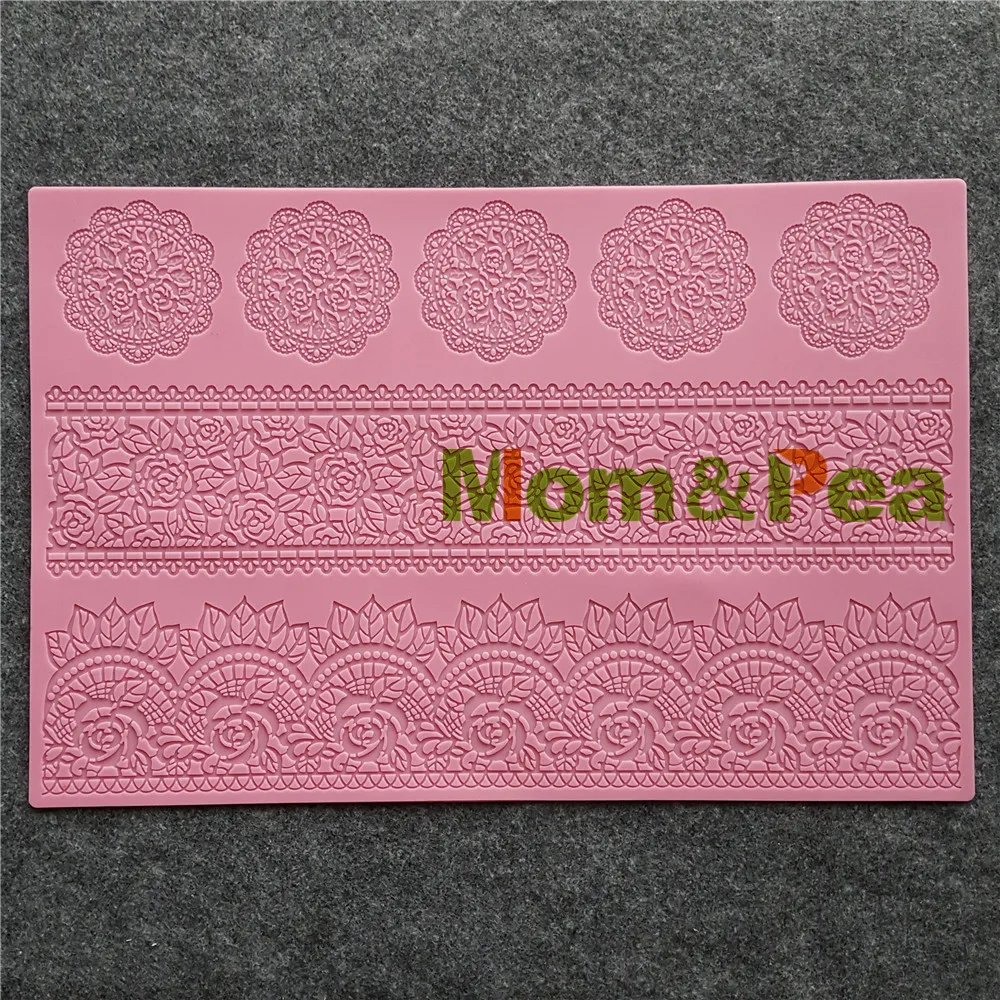 

Mom&Pea GX230 Combined Flower Lace Pad Mold Cake Decoration Fondant Cake 3D Mold Food Grade Silicone Mould