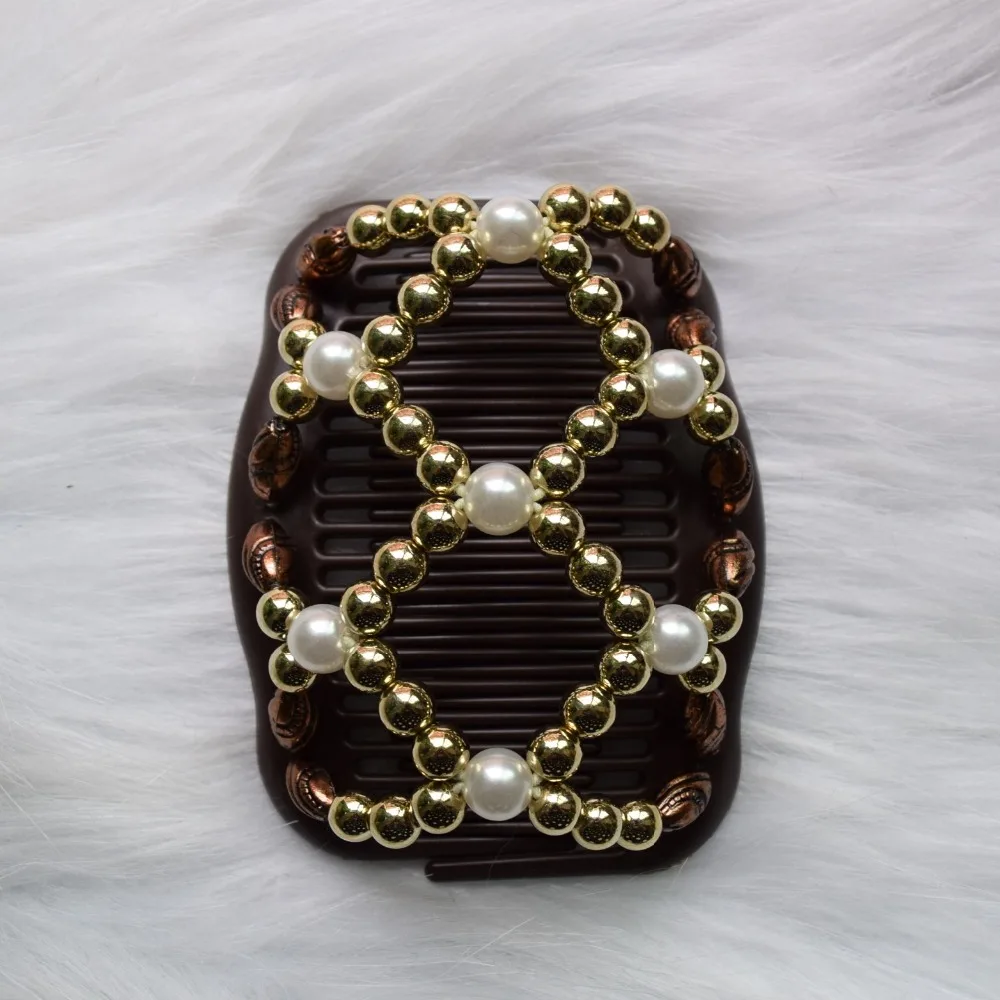 golden  pearl pattern Magic Hair Combs  double hair combs  hair accessories Free shipping 20 pcs/lot