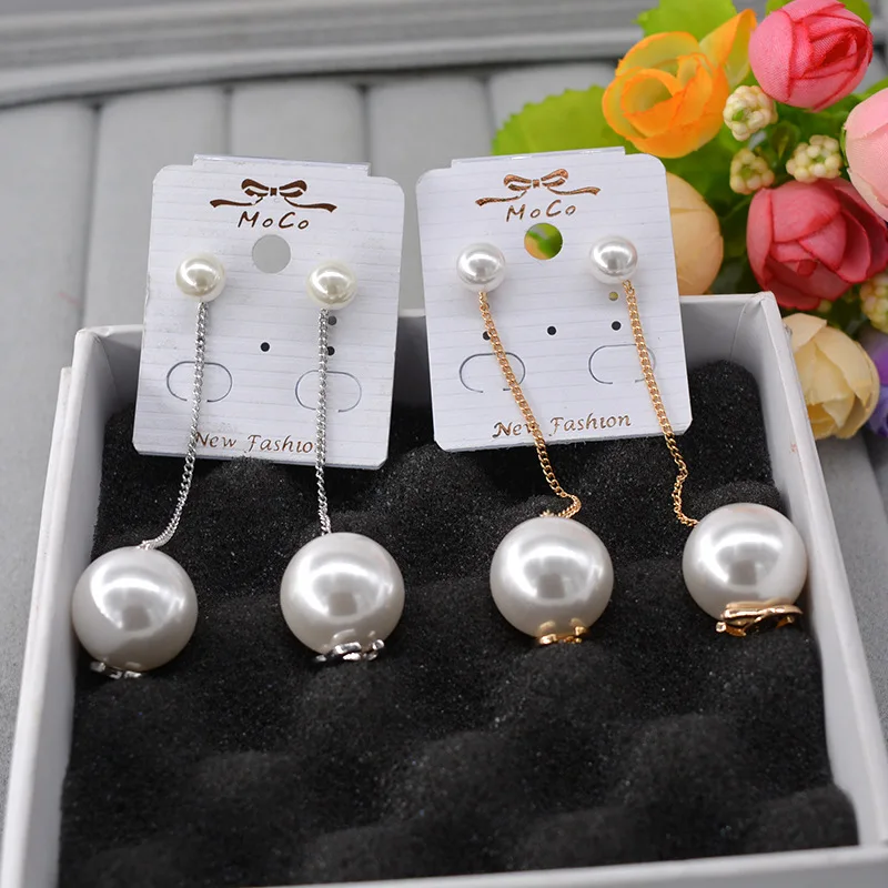 Fashion Size pearl Long charms earrings for woman Pendientes mujer серьги женские boucle d’oreille femmes