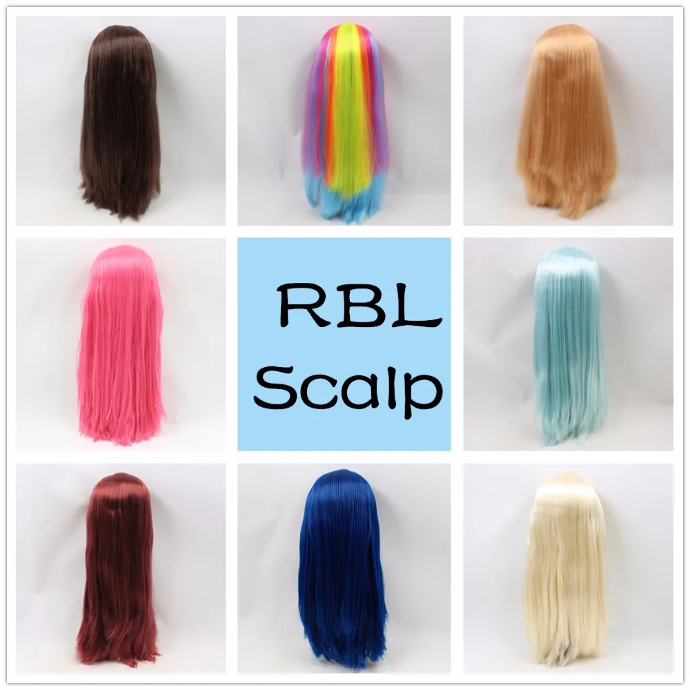 RBL Scalp 1/6 Blyth Doll Wigs including the hard endoconch dome with/no bang soft straight colorful hair Series 3