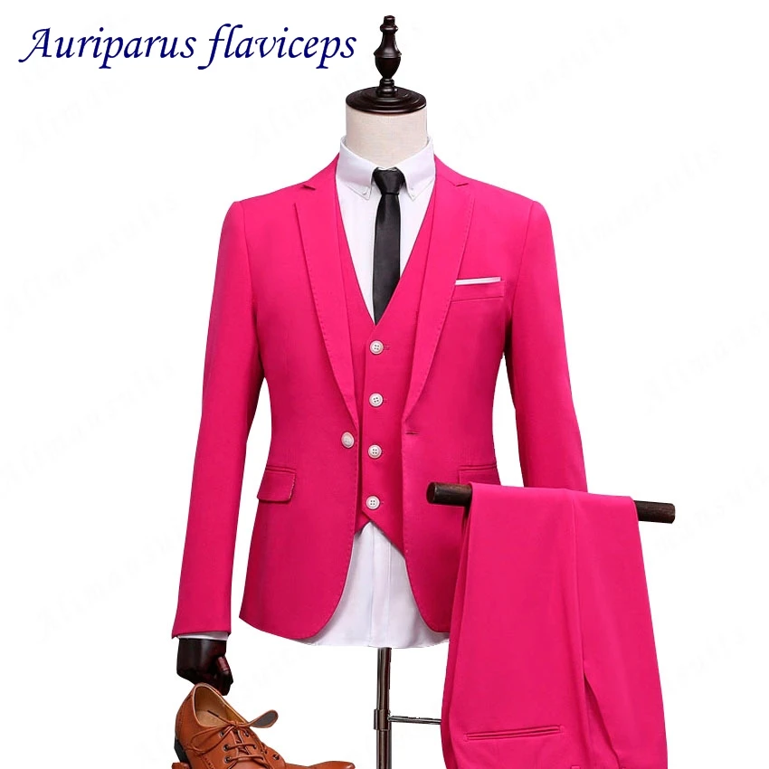 

2023 New One Button Rose Suit Man Slim single Breasted Wedding Groom Suit with Pants Tuxedo Custom Homme Trajes De Novio Hombre