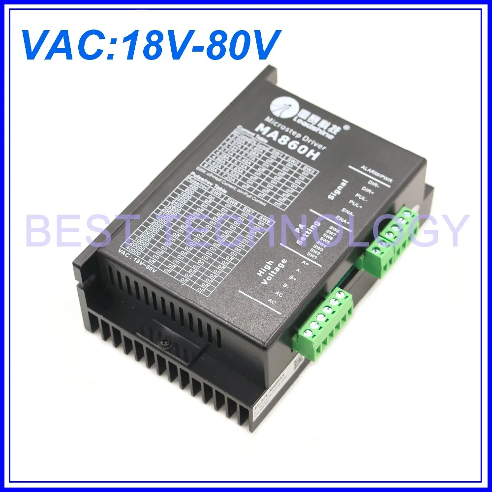 

Original MA860H NEMA23 NEMA34 Stepper motor driver Peak Current 2.4A-7.2A 18-80V for CNC Router Engraving Milling Machine!