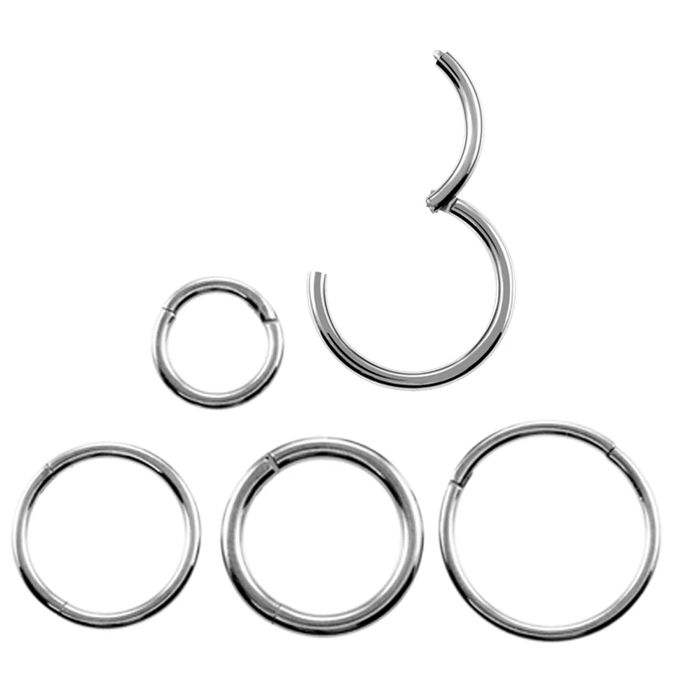 1PC Titanium Nose Hoop Septum Clicker Piercings Hinged Segment Rings Lip Helix Daith Cartilage Earrings Tragus Eyebrow Piercings