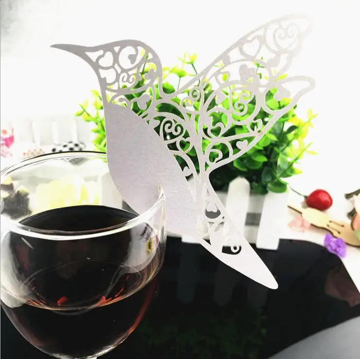 

wedding decorations Laser Cut Paper Wine Glass Place Card Creative Wedding Party Decoration BP081