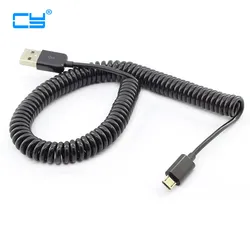 2.5M Convenient type Micro USB Male to usb Male Data transmission line cable Spring line Flexible wire 250cm for Mobile phones