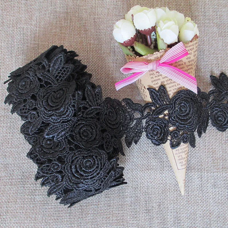 15Yds Bianco Nero Pizzo Modello Vintage Floral Venise Ricamato Trim Lace Abbigliamento FAI DA TE Cucito Decorazione Del Mestiere L\'abito di Nozze