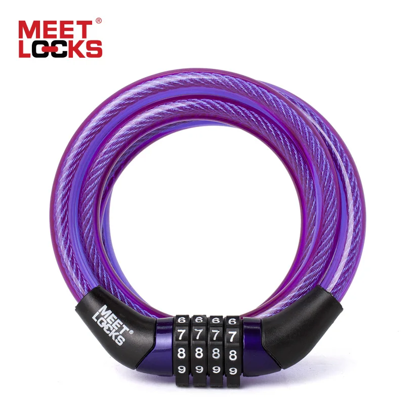 MEETLOCKS Coiled Combination Cable Bike Lock Dia.6x1200mm(L) & 8x1200mm(L)  Red Color Mini Bicycle Lock Security Bicycle
