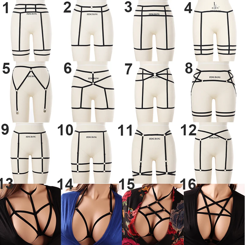 Body Harness Women Sexy Goth Leg Garter Belt Elastic Cage Hollow Leg Garter Belt Suspender Strap Underwear Strap Leg Garter Belt