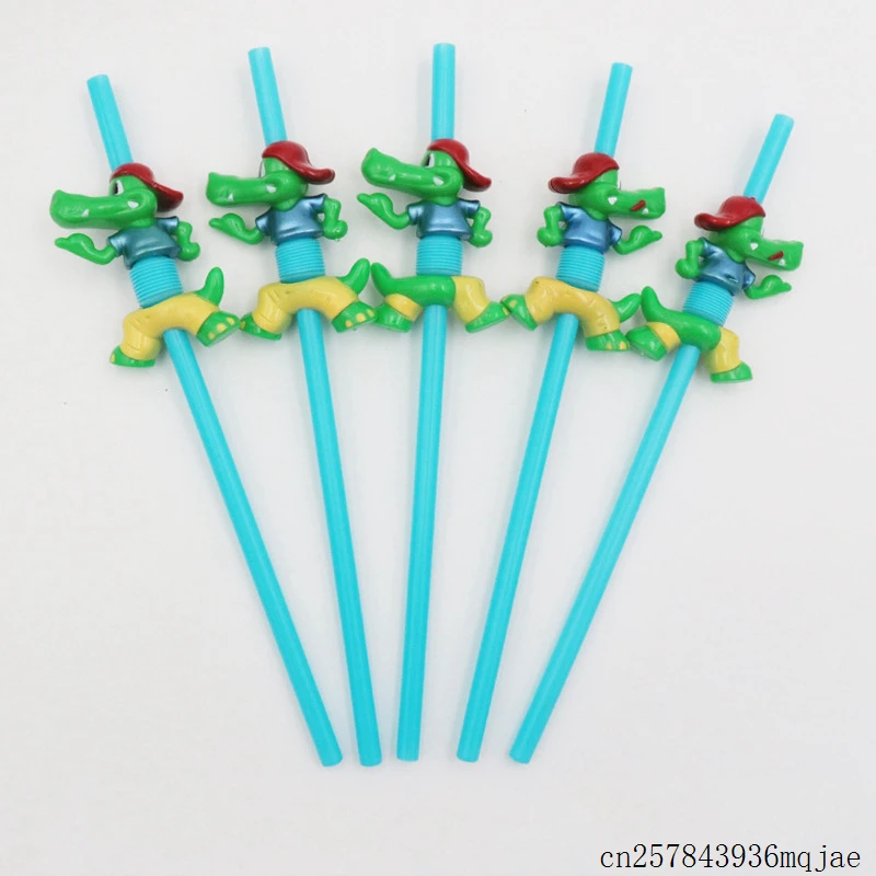 100Sets Cartoon Straws  Animal Drinking Straws with Cleaning Brushes for Children Kids Party Decoration Birthday Supplies