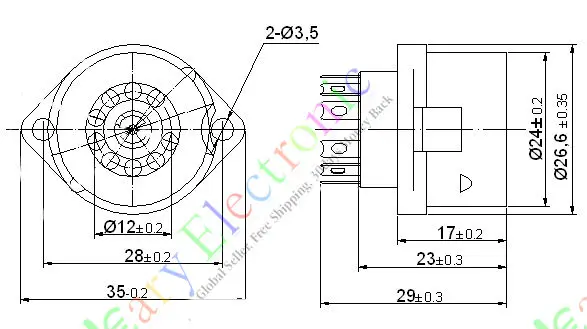 Wholesale and retail 8pc 9pin Ceramic vacuum tube socket valve base Shield 12AX7 12AU7 ECC83 ECC82 free shipping