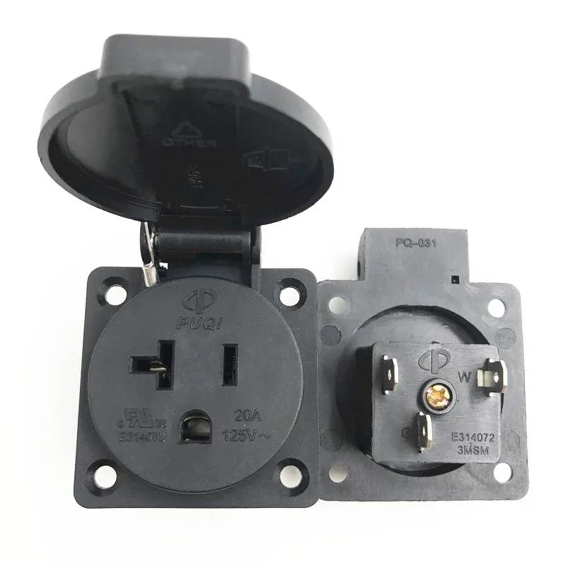 Black NEMA 5-20R American 20A 125V Blue IP44 Generator Control Panel industry waterproof concealed socket US wire connector plug