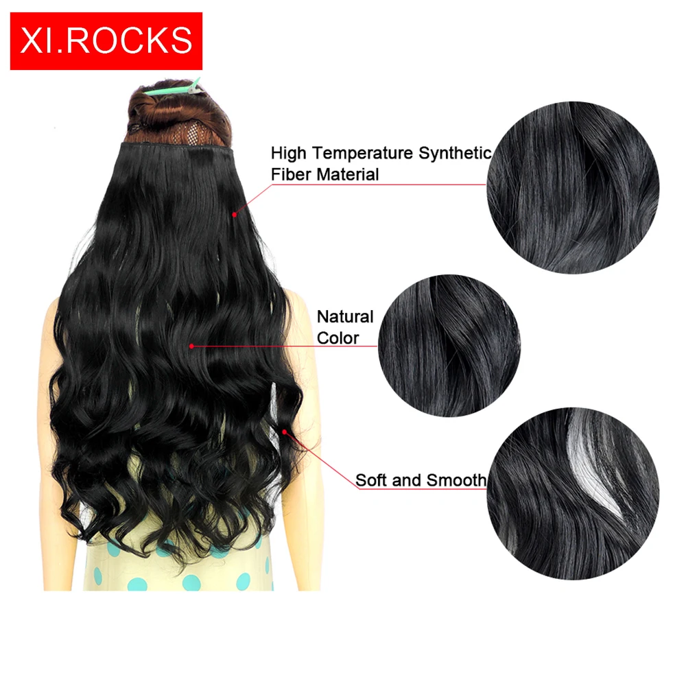 Xi Rocks WJJ12070/1p Curly Clip In Hair Extensions wig Synthetic For Women 70cm Long False Hair Natural Thick wigs Extension