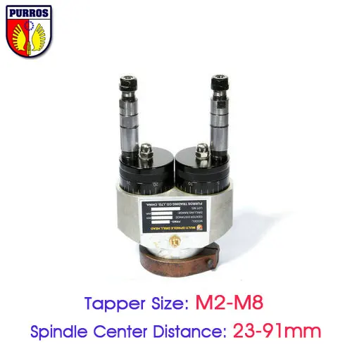 

Adjustable Twin Spindle Tapper Head, Spindle Center Distance:23 to 91mm, Multiple Two Spindle Tapping Heads, Multi Spindle Heads